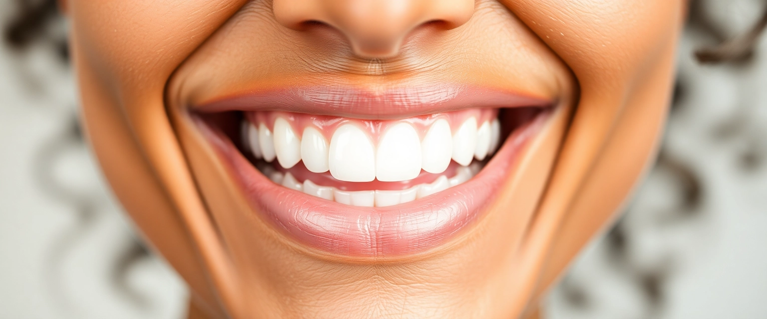 Glückliche Person mit einem strahlenden Lächeln nach erfolgreichem Zahnersatz