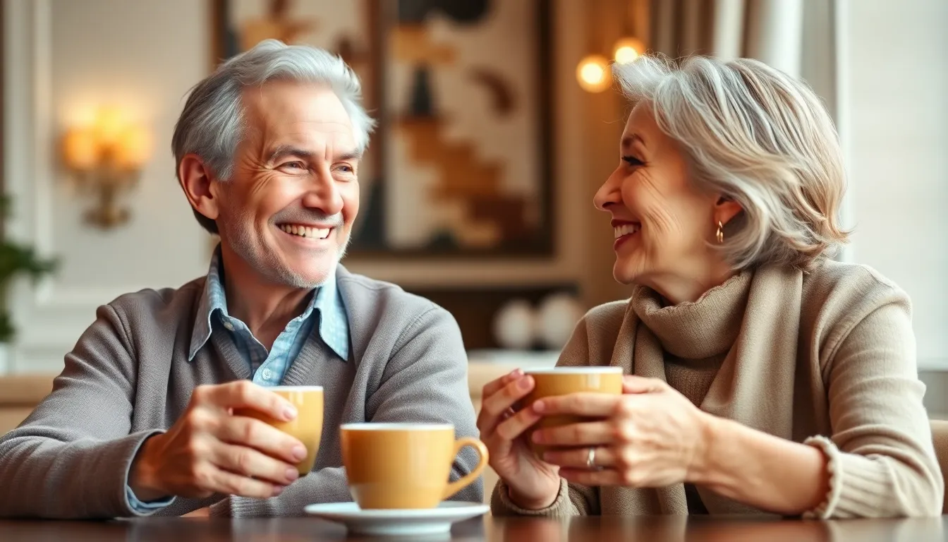 Zufriedenes Seniorenpaar mit gesunden Zähnen