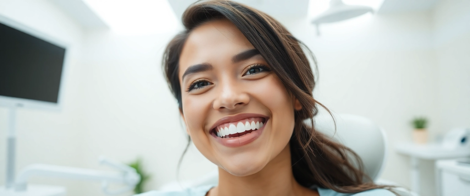 Glücklicher Patient mit perfektem Lächeln dank Zahnprothese für einen einzelnen Zahn