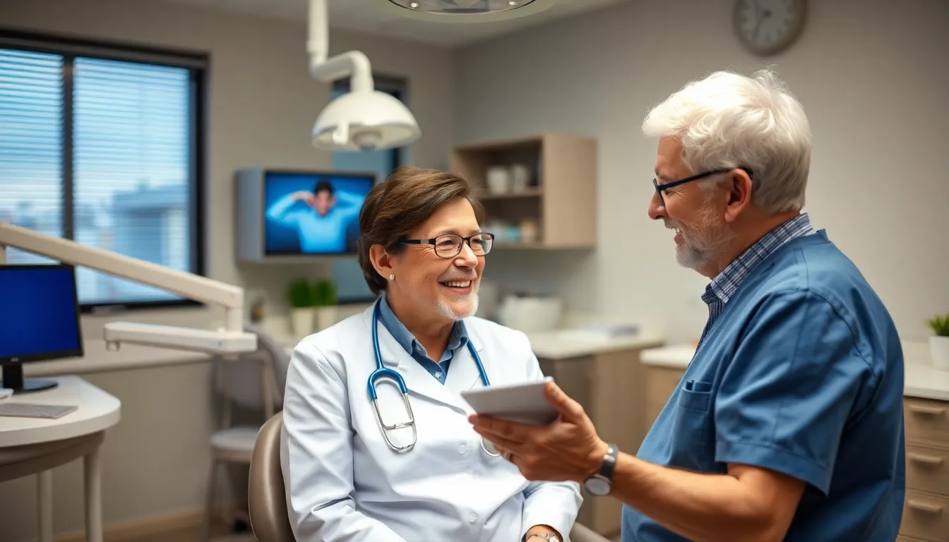 Zahnarzt erklärt Behandlungsplan für Zahnprothese