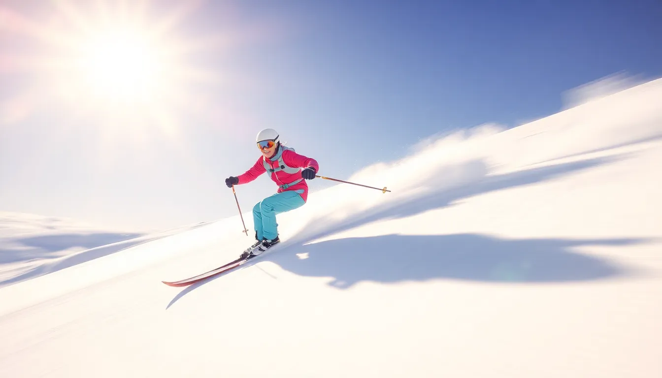 Glücklicher Skifahrer auf der Piste