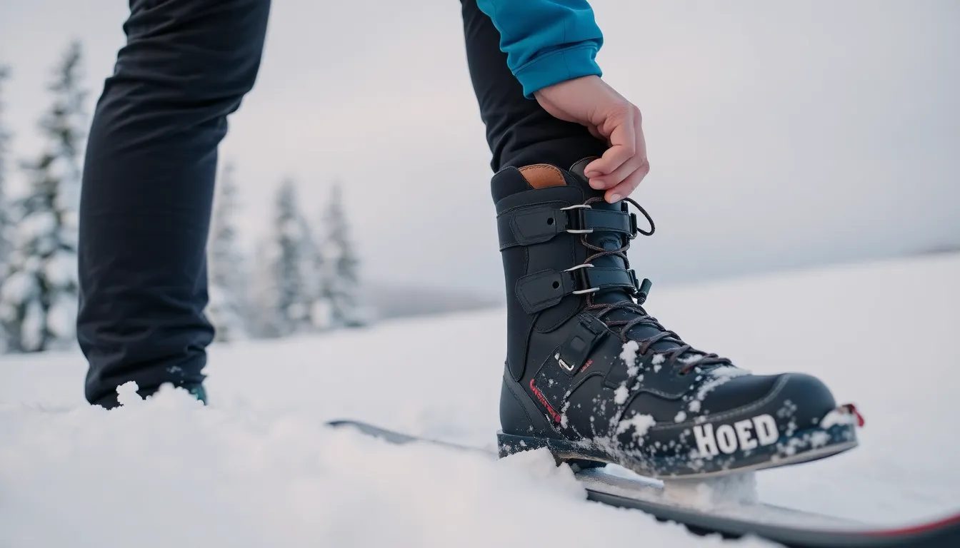 Frustrierter Skifahrer mit schlecht sitzendem Skischuh