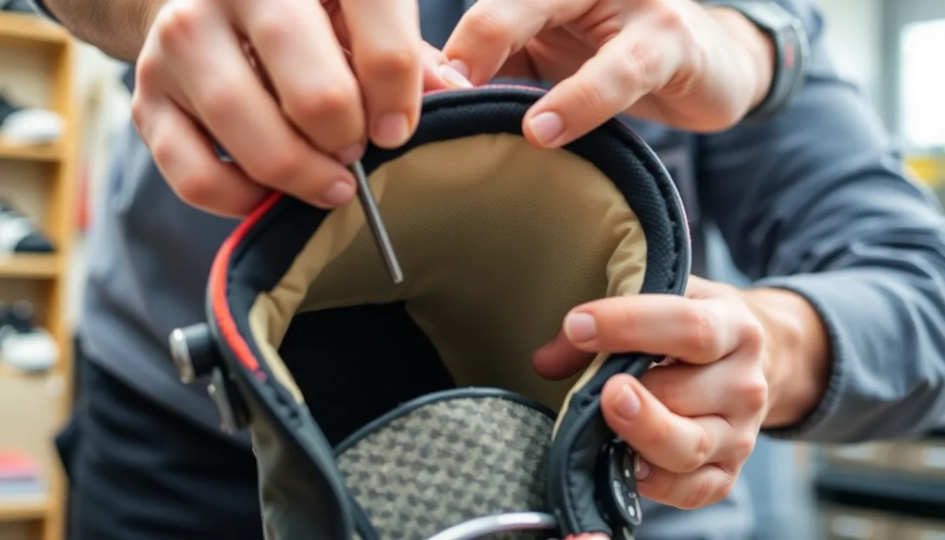 Experte passt Skischuh-Innenschuh an, Fokus auf Ergonomie und Präzision