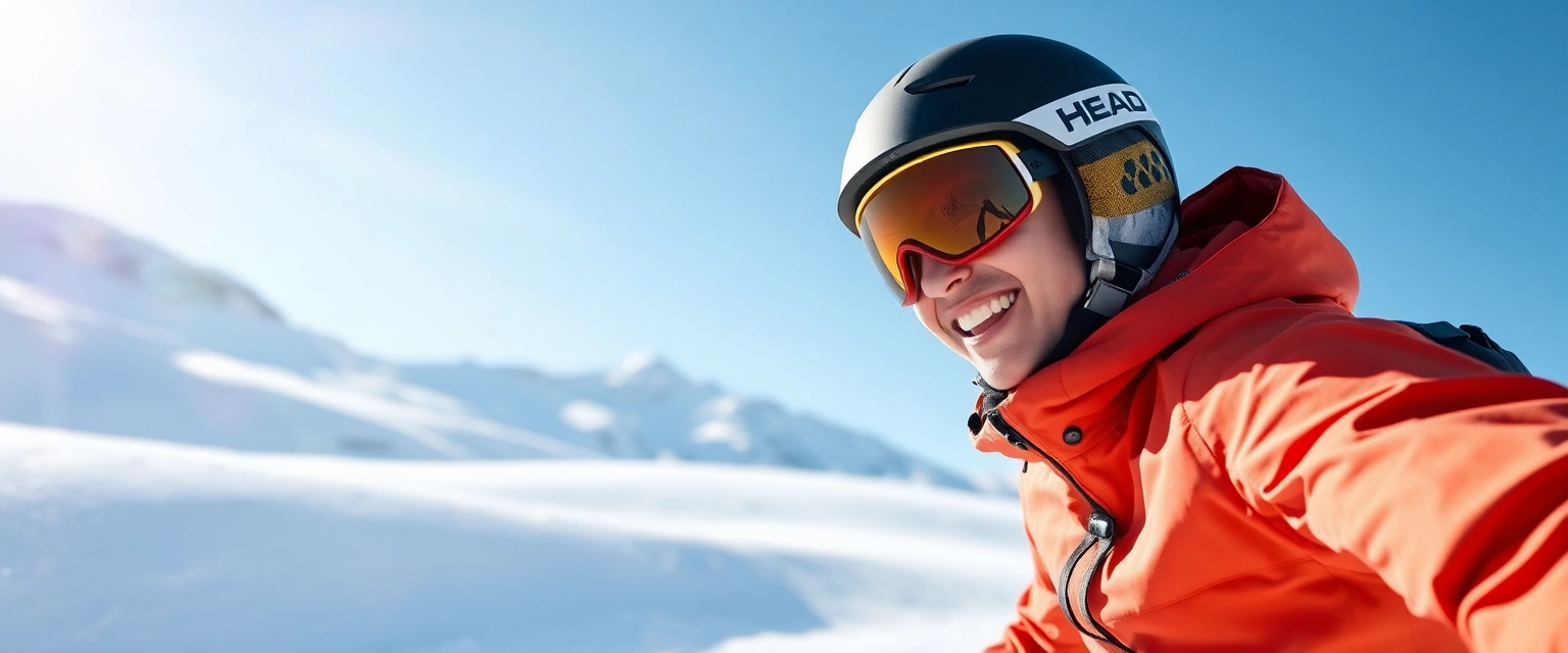 Skifahrer genießt perfekt angepasste Head Raptor Skischuhe im Schnee
