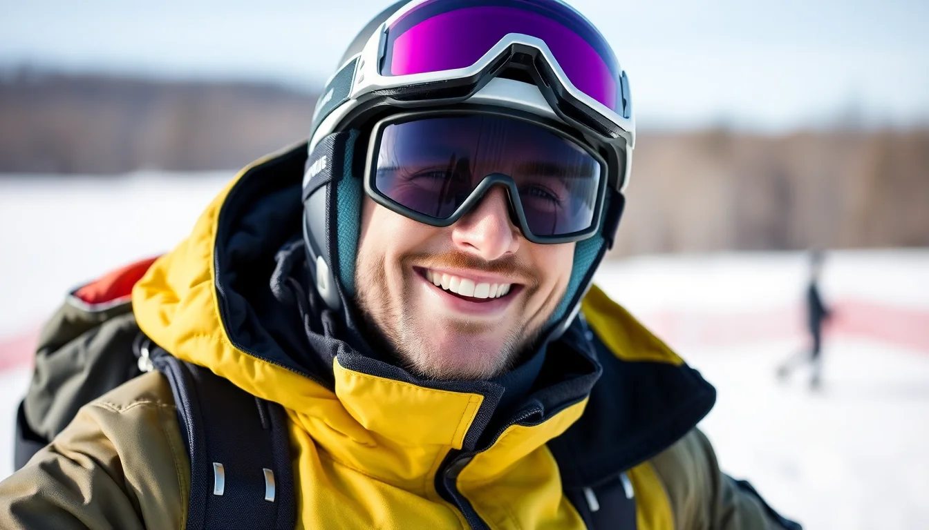 Profilbild eines glücklichen männlichen Skifahrers