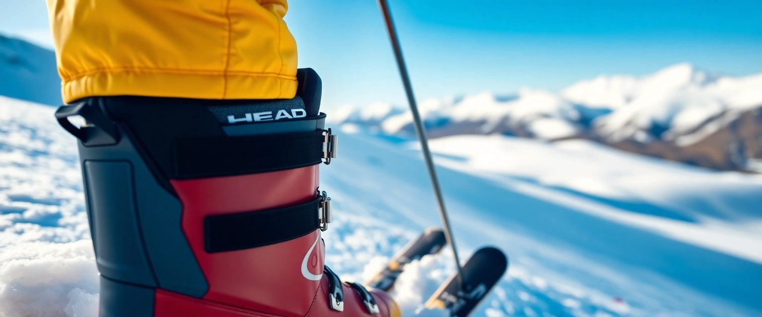 Skifahrer mit perfekt angepassten Head Skischuhen auf der Piste