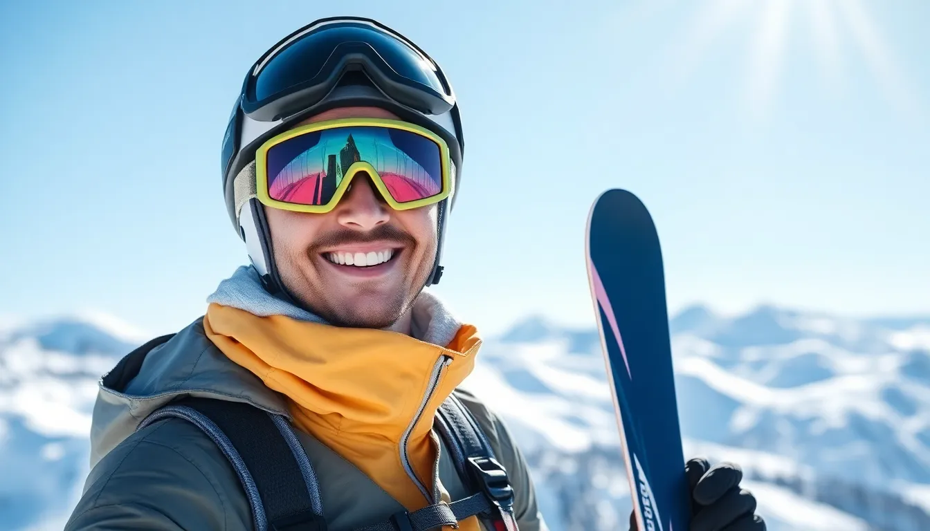 Glücklicher Skifahrer geniesst den Tag dank perfekt angepasster Head Skischuhe.