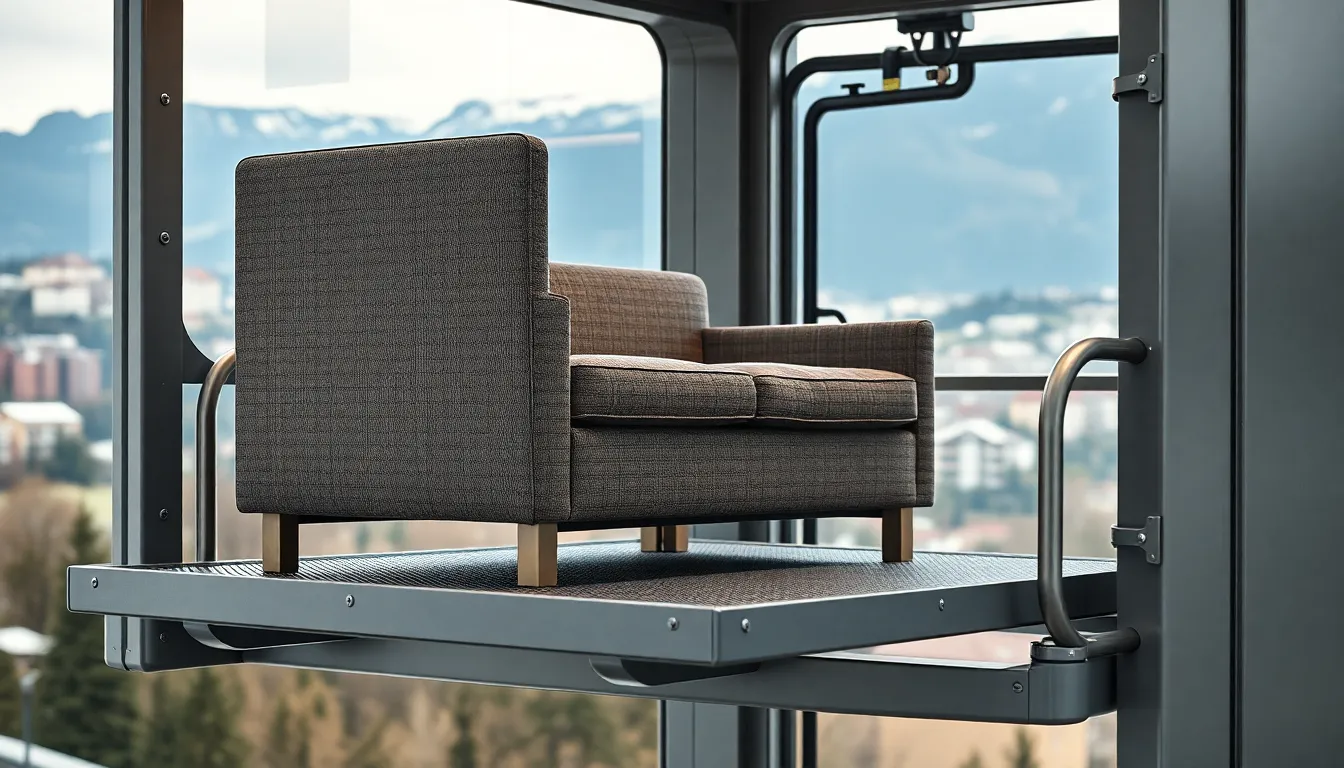 Sichere Möbel auf Aussenliftplattform