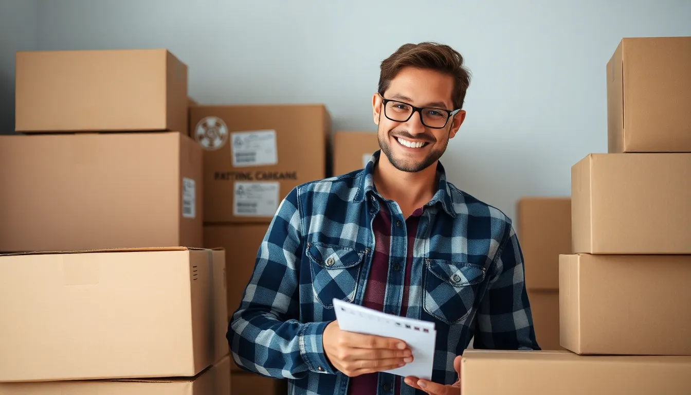 Organisierte Person beim Packen von Umzugskartons