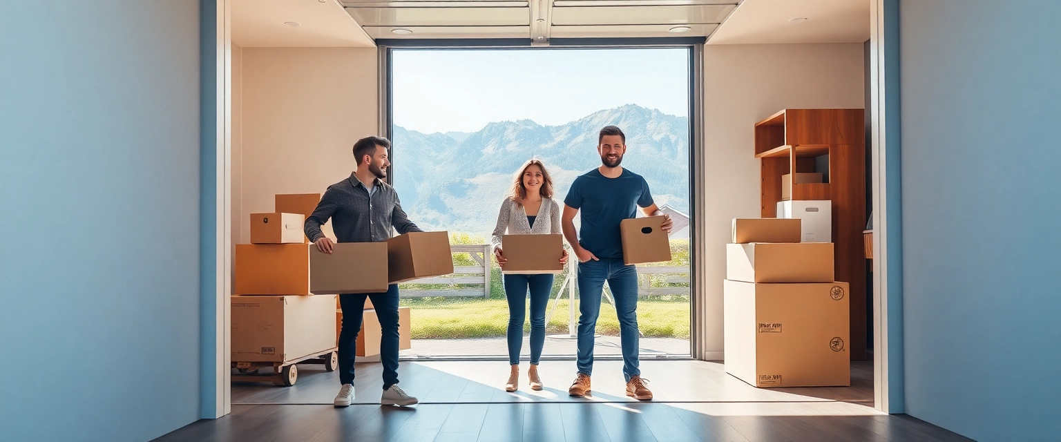 Familie lagert Sachen stressfrei ein