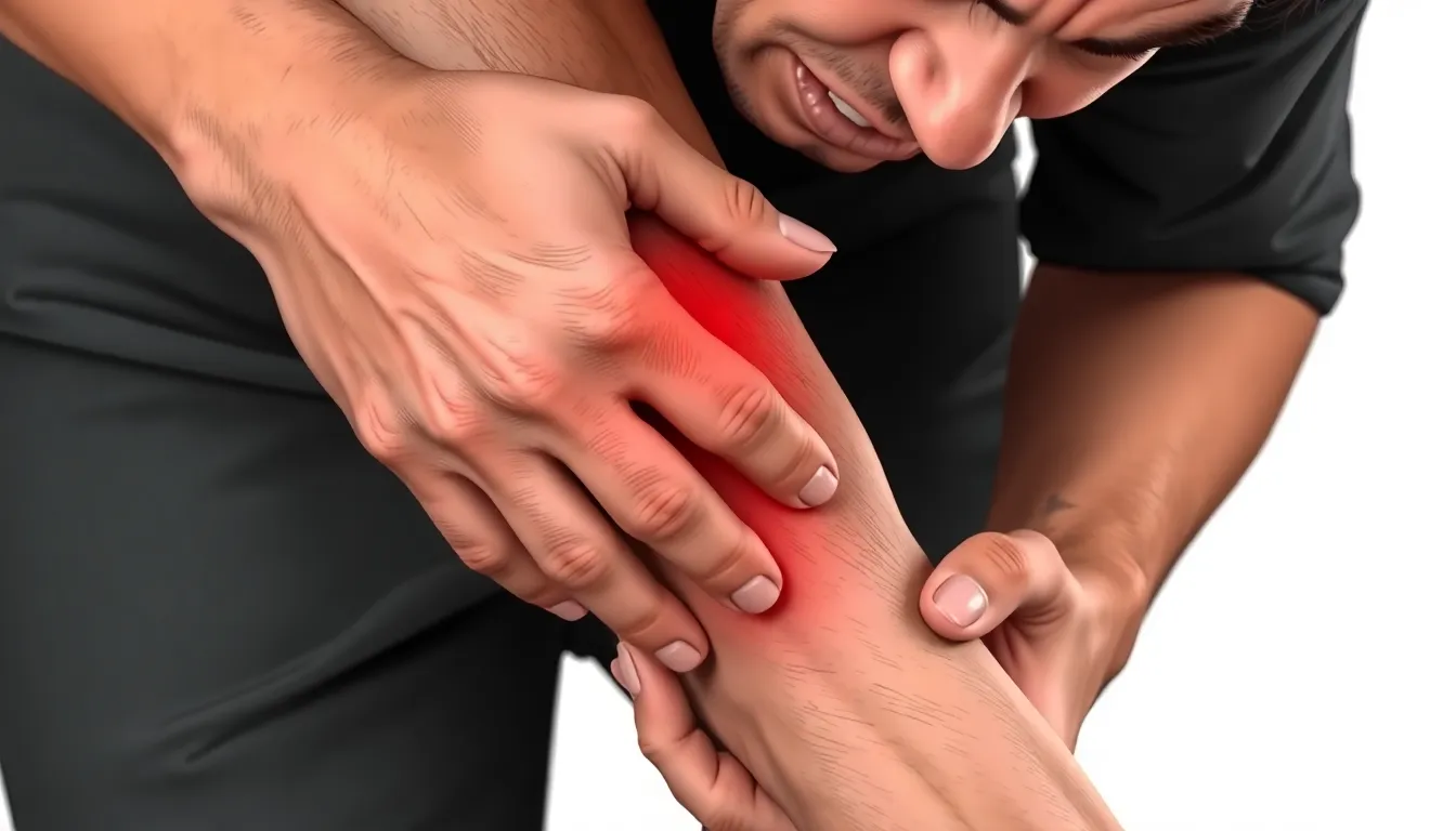 Person mit Schmerzen und Sorgen wegen Beinproblemen