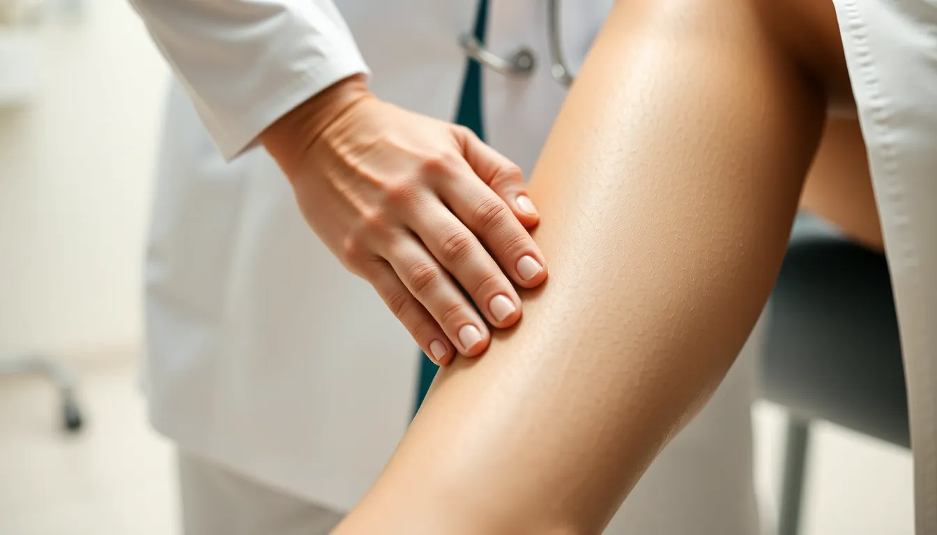 Arzt führt professionelle Beinuntersuchung durch