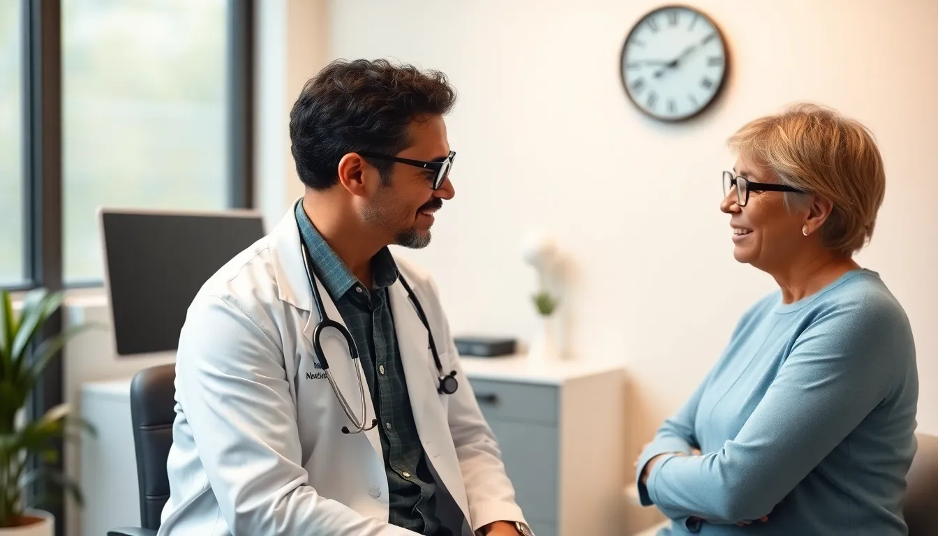 Arzt beruhigt Patienten bezüglich Beinvenenthrombose