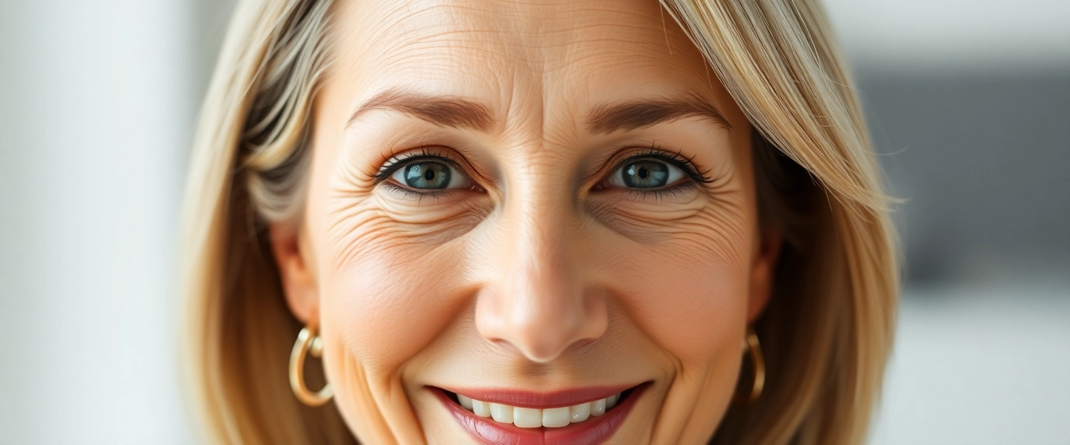 Zufriedene Frau mit reiner Haut nach erfolgreicher Couperose Behandlung