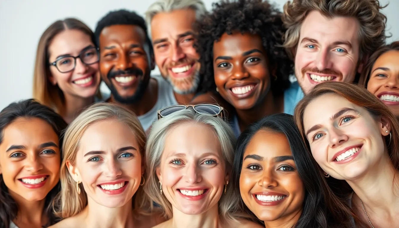 Glückliche Menschen mit reiner Haut