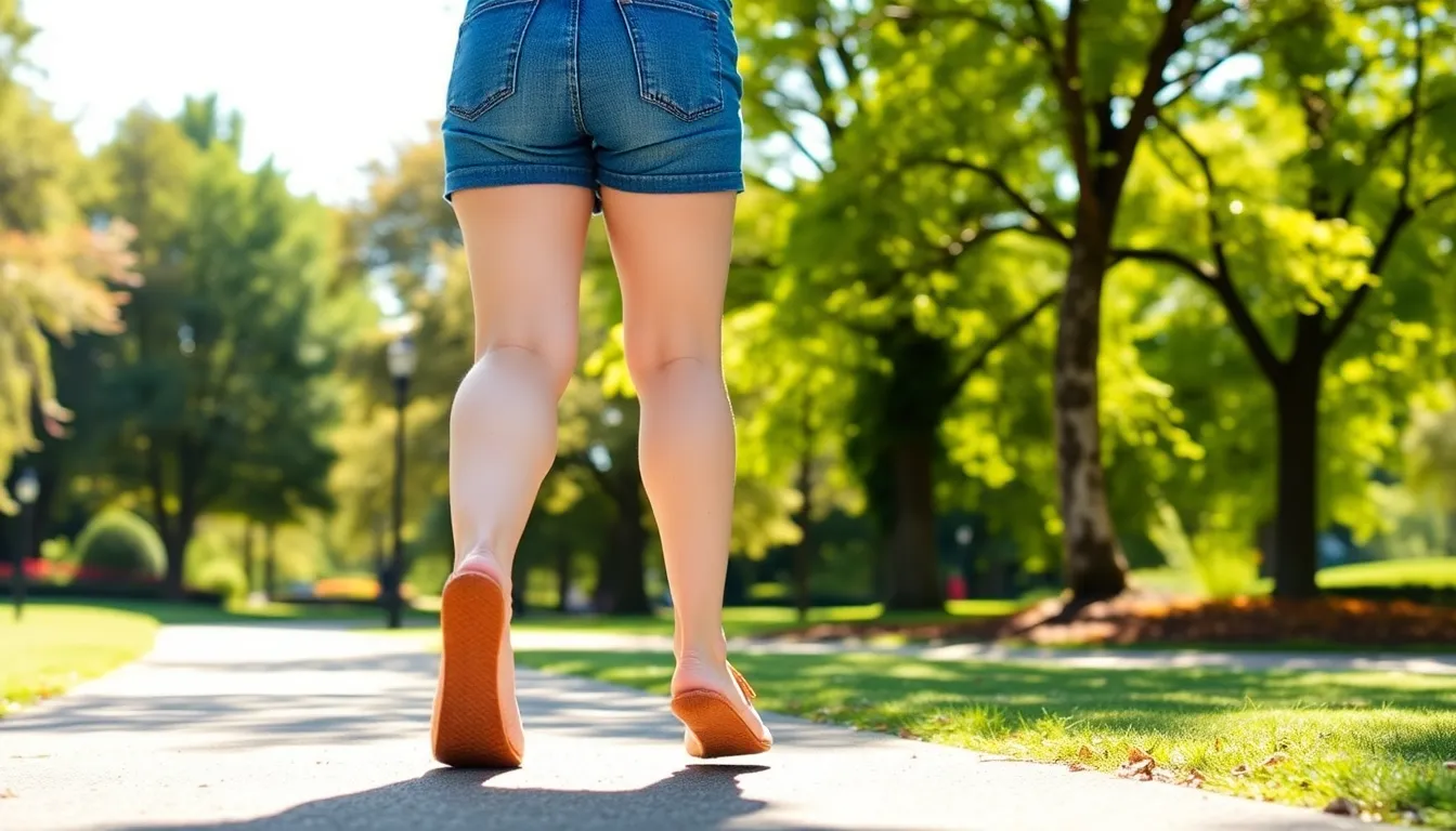 Person mit gesunden Beinen nach Krampfadernbehandlung