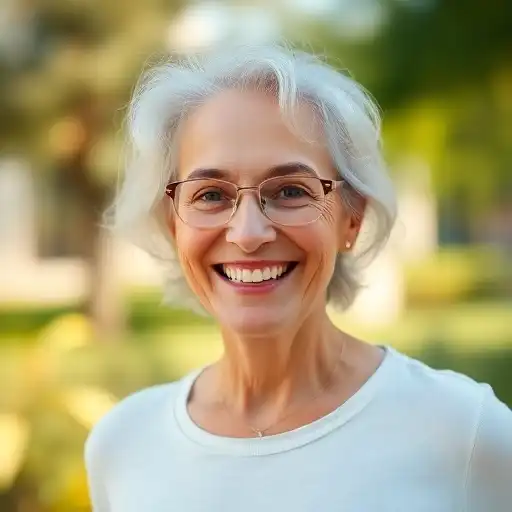 Glückliche Seniorin nach Krampfadern-OP