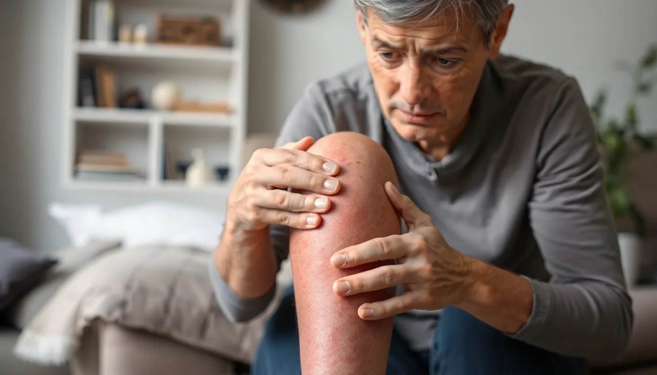 Person erkennt Symptome einer Venenentzündung