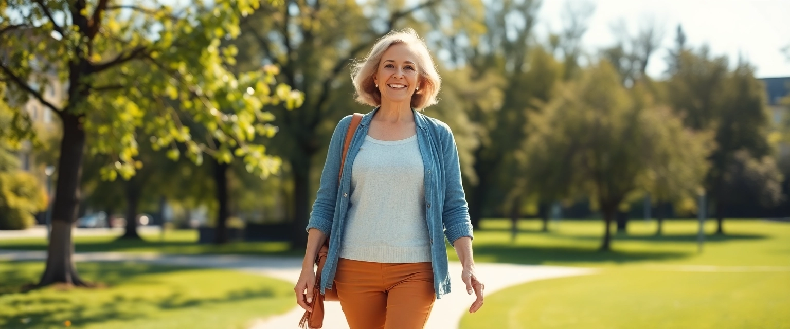 Glückliche Frau mit gesunden Beinen in Zürich