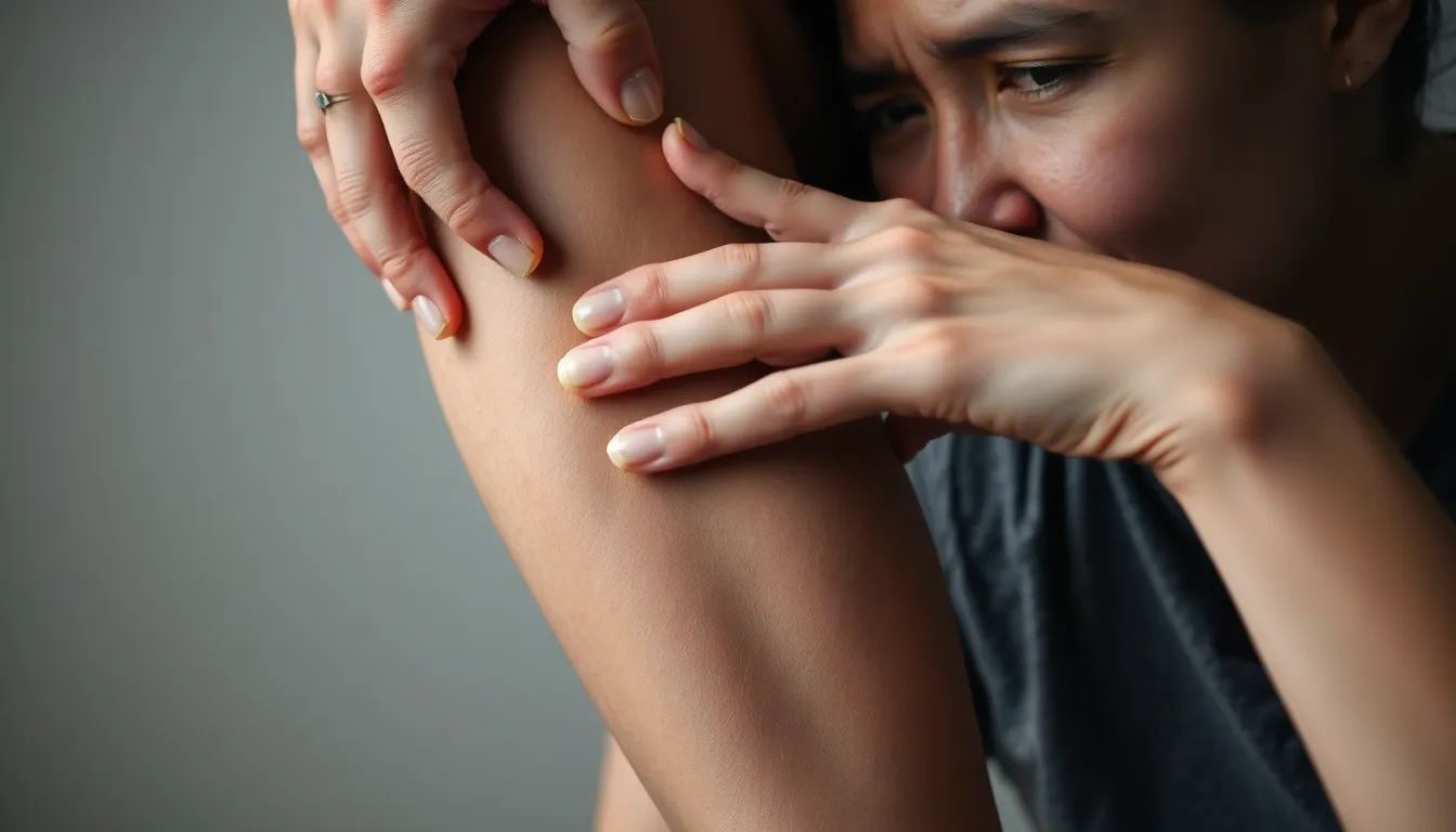 Bein mit Krampfadern und sichtbaren Venenproblemen