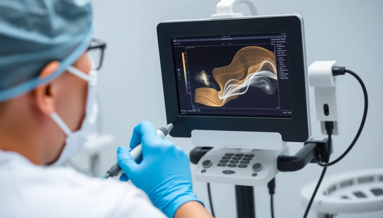 Medizinische Ultraschalluntersuchung der Beine in einer modernen Klinik