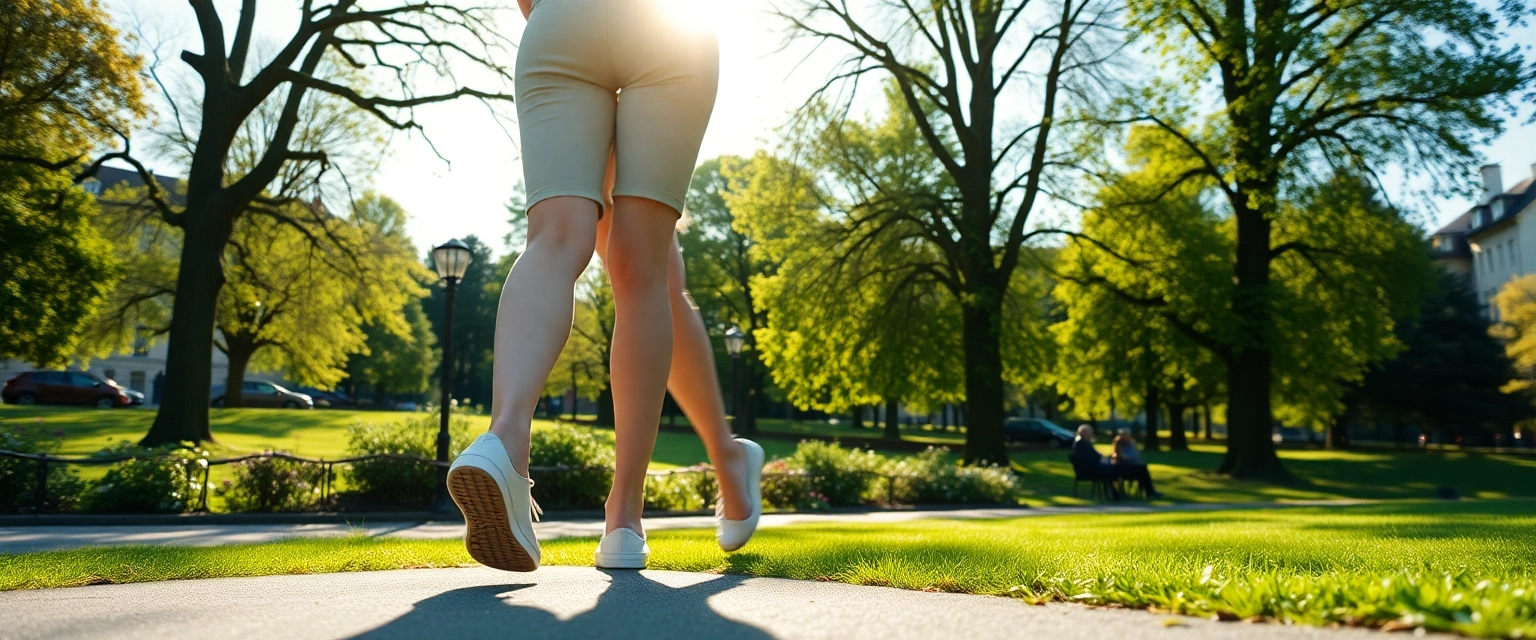 Glückliche Person mit gesunden Beinen in Zürich