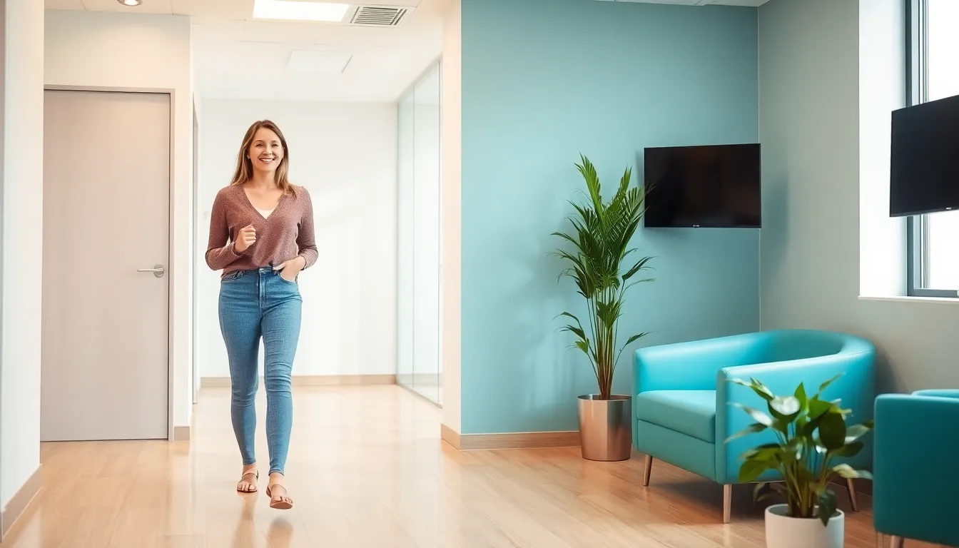 Frau mit gesunden Beinen nach Venenbehandlung