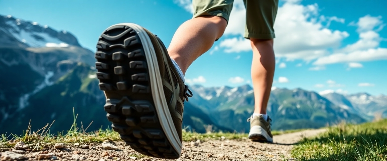 Wanderer geniesst schmerzfreie Bewegung in den Schweizer Alpen dank passender Schuhe Einlagen.