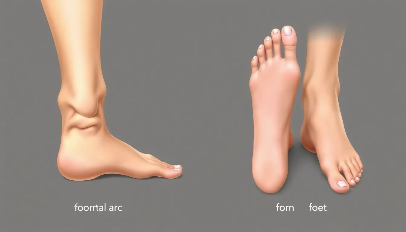 Darstellung eines gesunden Fusses im Vergleich zu einem Senkfuss